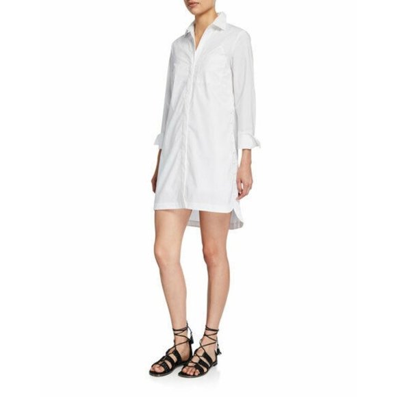 CLUB MONACO Strawberta White Cotton Shirt Dress Side Buttons SZ 8 NEW - Picture 1 of 4
